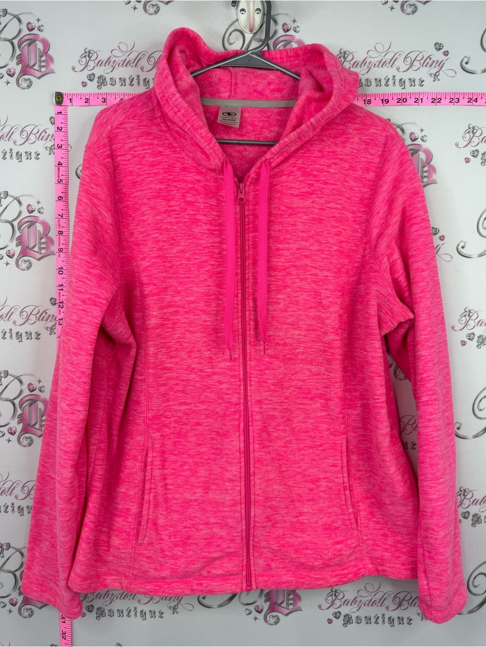Athletic Works sweater zip up neon Hot Pink Full-Zip Hooded Jacket fleece